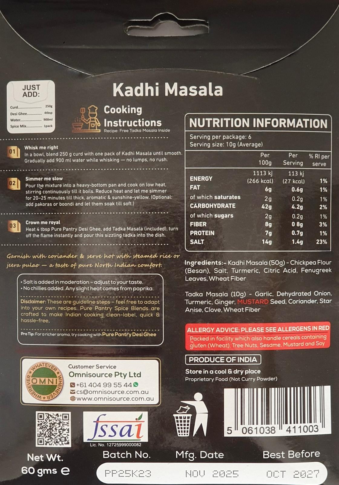 Pure Pantry Kadhi Masala 60 gms