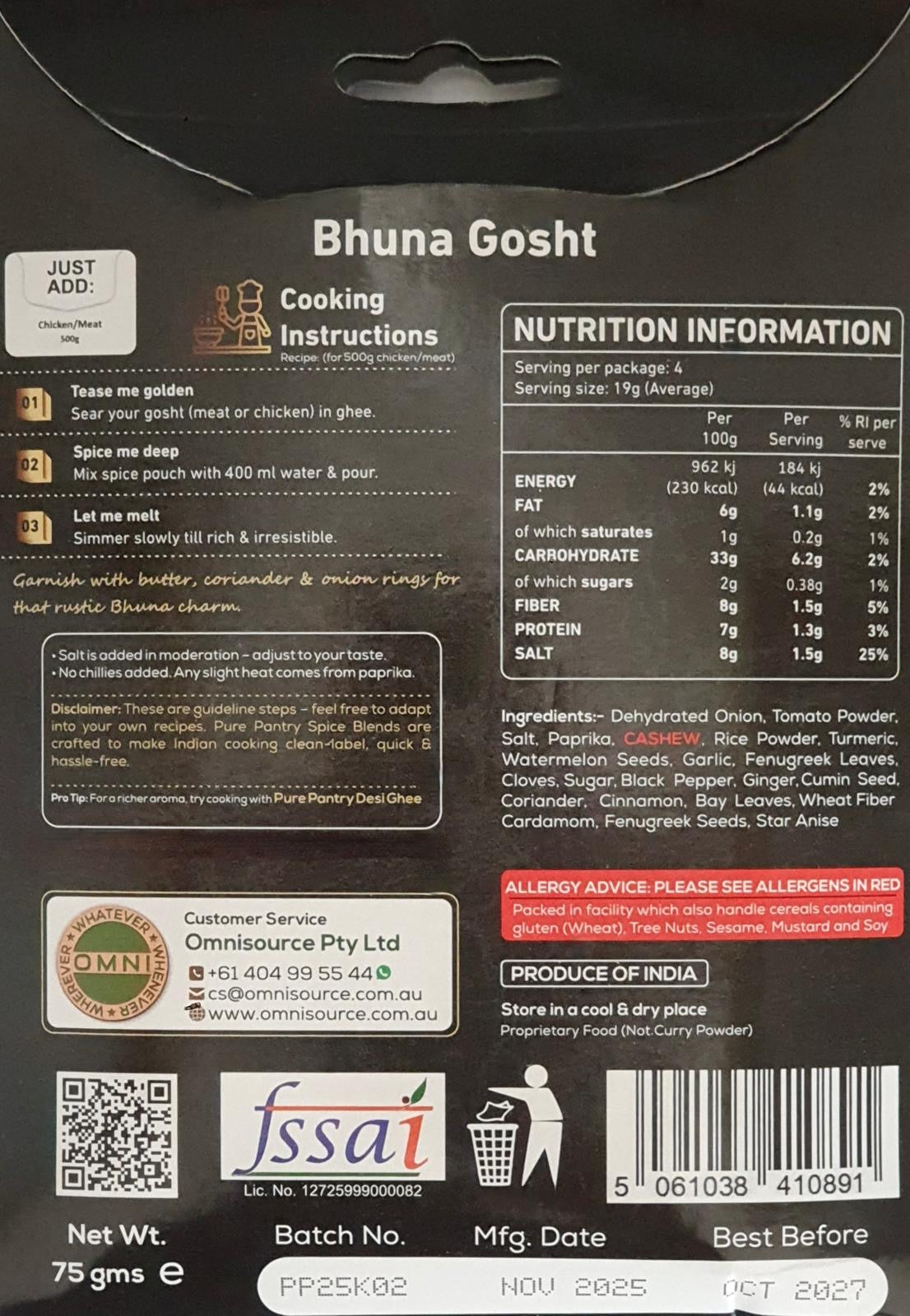 Pure Pantry Bhuna Gosht Blend 75 gms