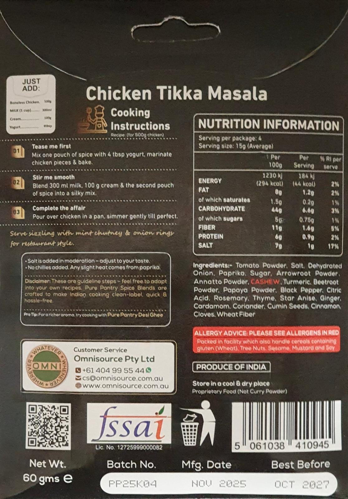 Pure Pantry Chicken Tikka Masala Blend 60 gms
