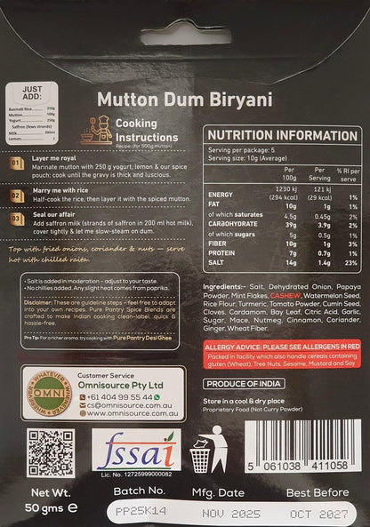 Pure Pantry Mutton Dum Biryani 50 gms