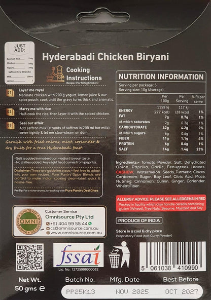 Pure Pantry Hyderabadi Chicken Biryani Blend 50 gms