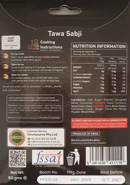 Pure Pantry Tawa Sabji Blend 50 gms