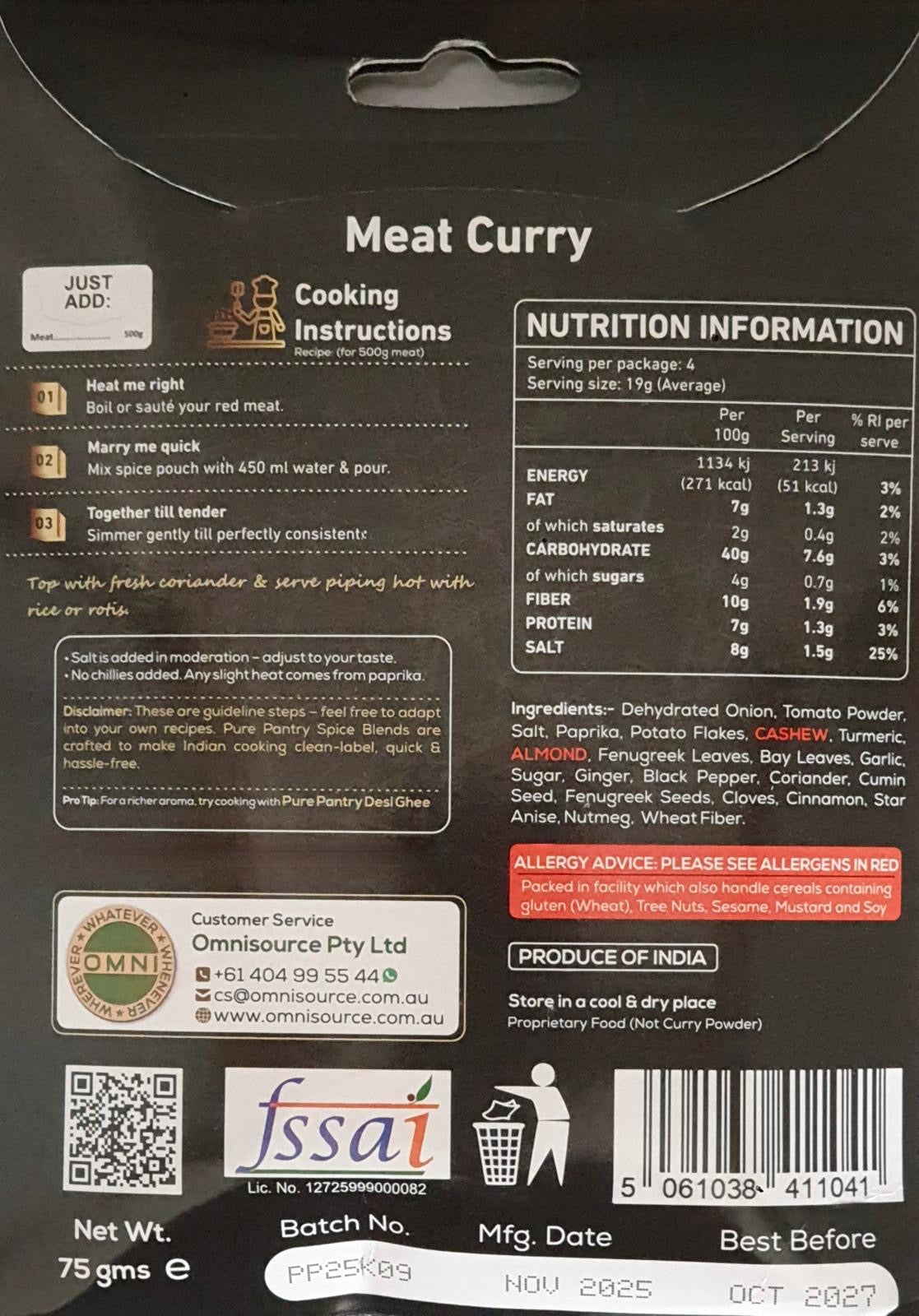 Pure Pantry Meat Curry Blend 75 gms